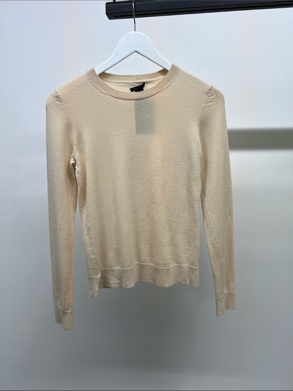 Theory Cream Wool Crewneck Sweater
